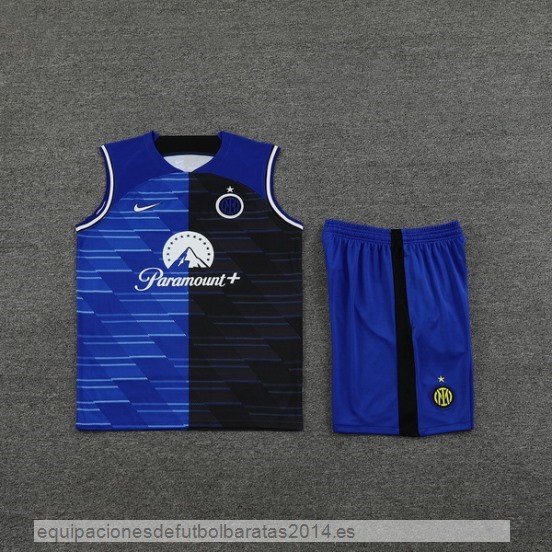 Nuevo Entrenamiento Sin Mangas Conjunto Completo Inter Milan 23/24 Azul I Negro Baratas